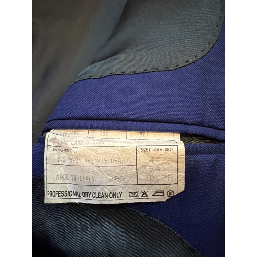 YSL Yves Saint Laurent Jacket Royal Blue Italy 44R Rayon/Viscosa Double  Vent - Picture 6 of 12